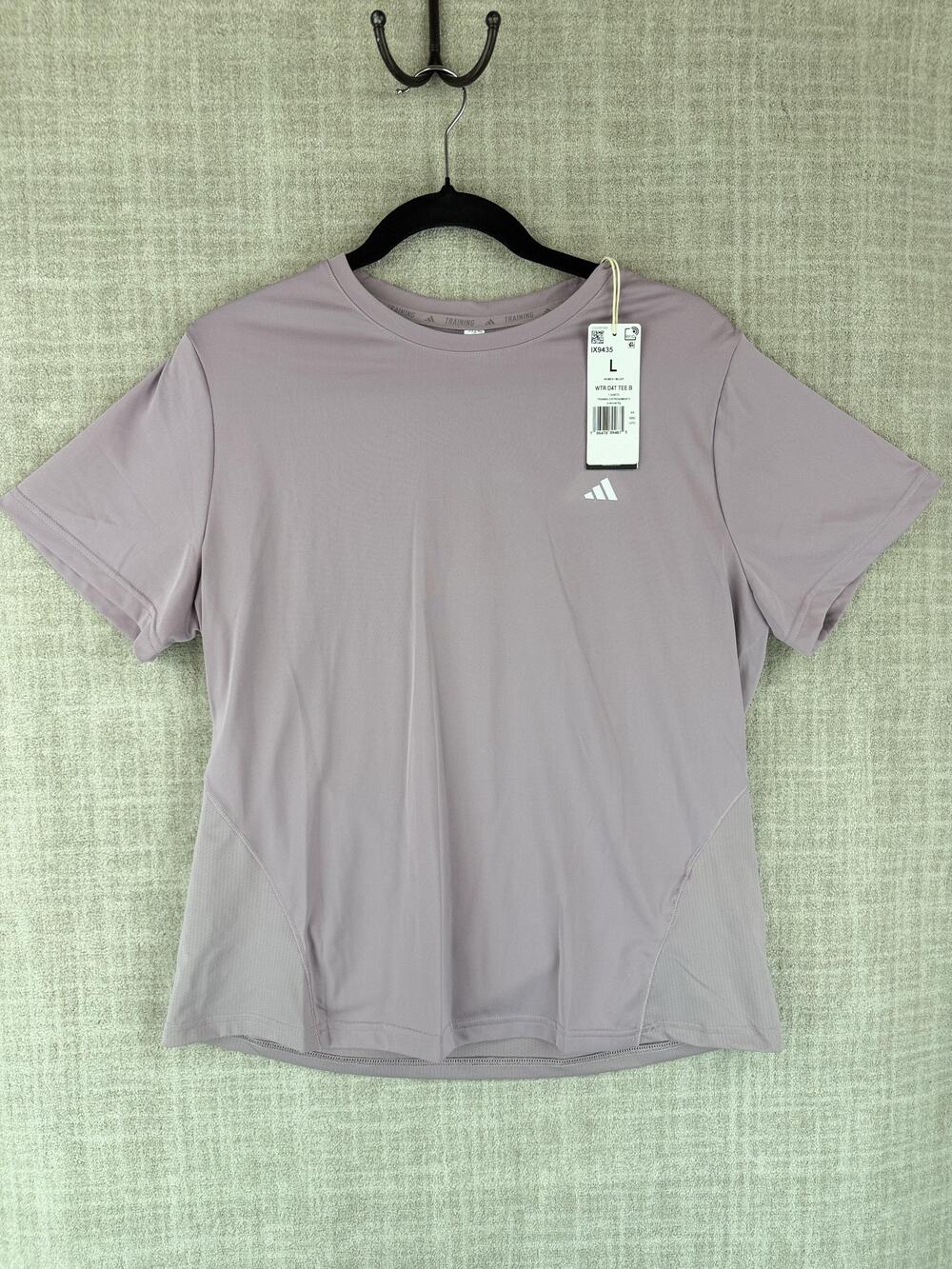 Adidas T-Shirt Womens L Purple Basic Crew Neck Moisture Wicking Training